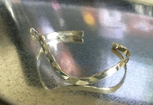 Wave Sterling Silver Cuff Hammered Finish