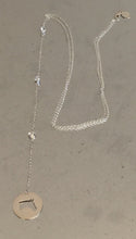 lariat necklace with Horse head, lazier cut out and clear CZ on the chain.