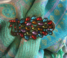 Multicolour stone Peacock Clip