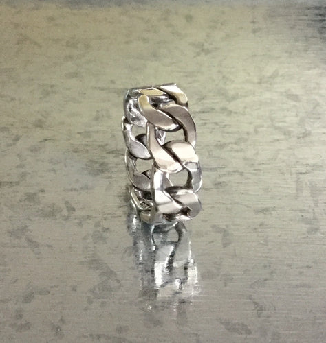 Sterling Silver Chain link Ring wide