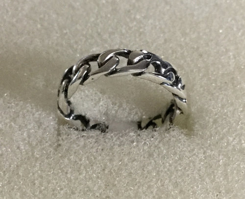 Narrow Sterling Silver Chain link Ring