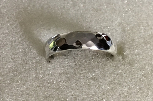 Sterling Silver Hammered Wide Band