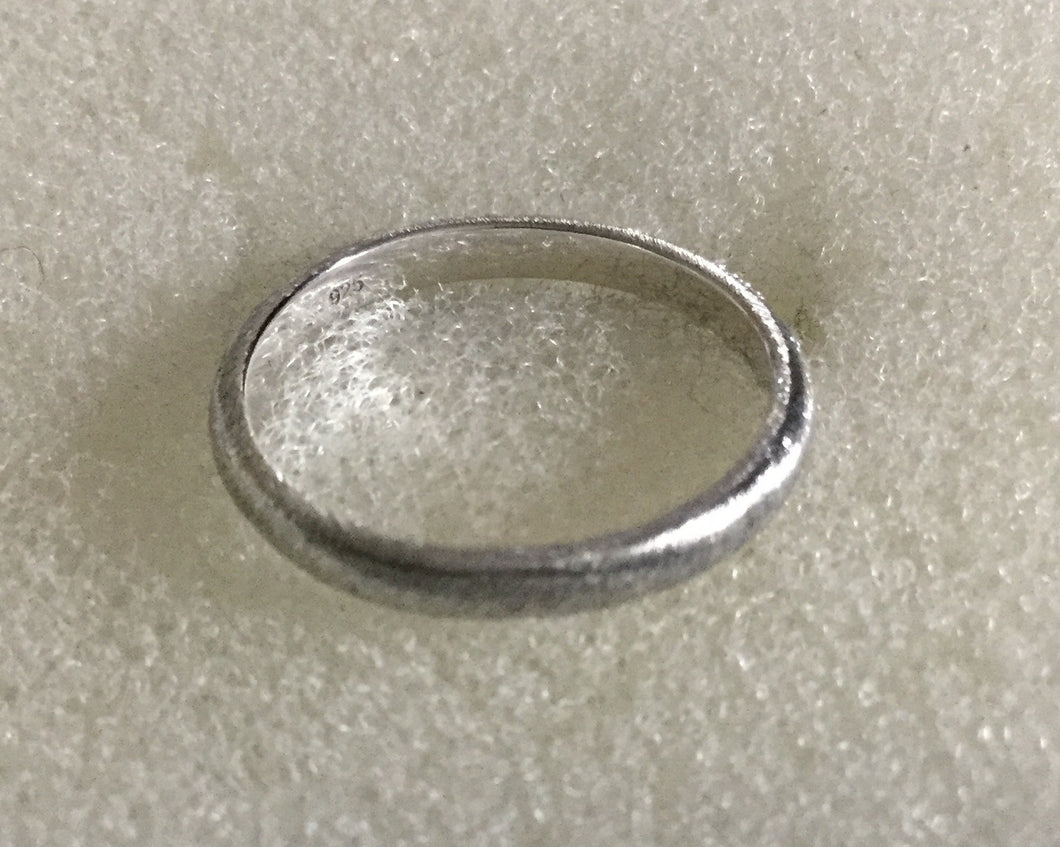 Narrow Sterling Silver Brush finish Ring