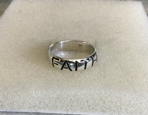 Wide Faith Sterling Silver Band