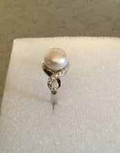 Sterling Silver Pearl Ring with Cubic Zirconia accents