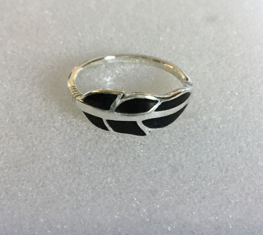 Black Sterling Silver Feather Ring
