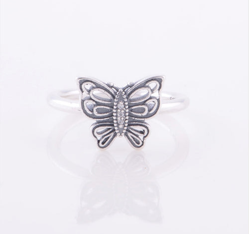 Silver Butterfly Ring with Cubic Zirconia stones