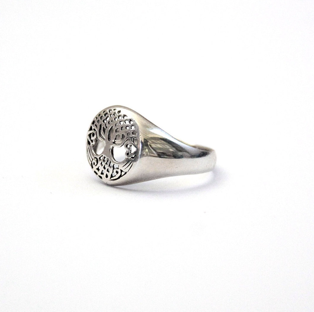 Small round face Tree of Life Ring