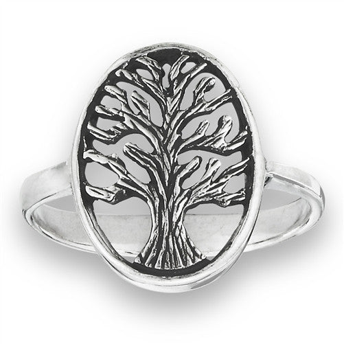 Tree of life ring Oval shape/Raised edging