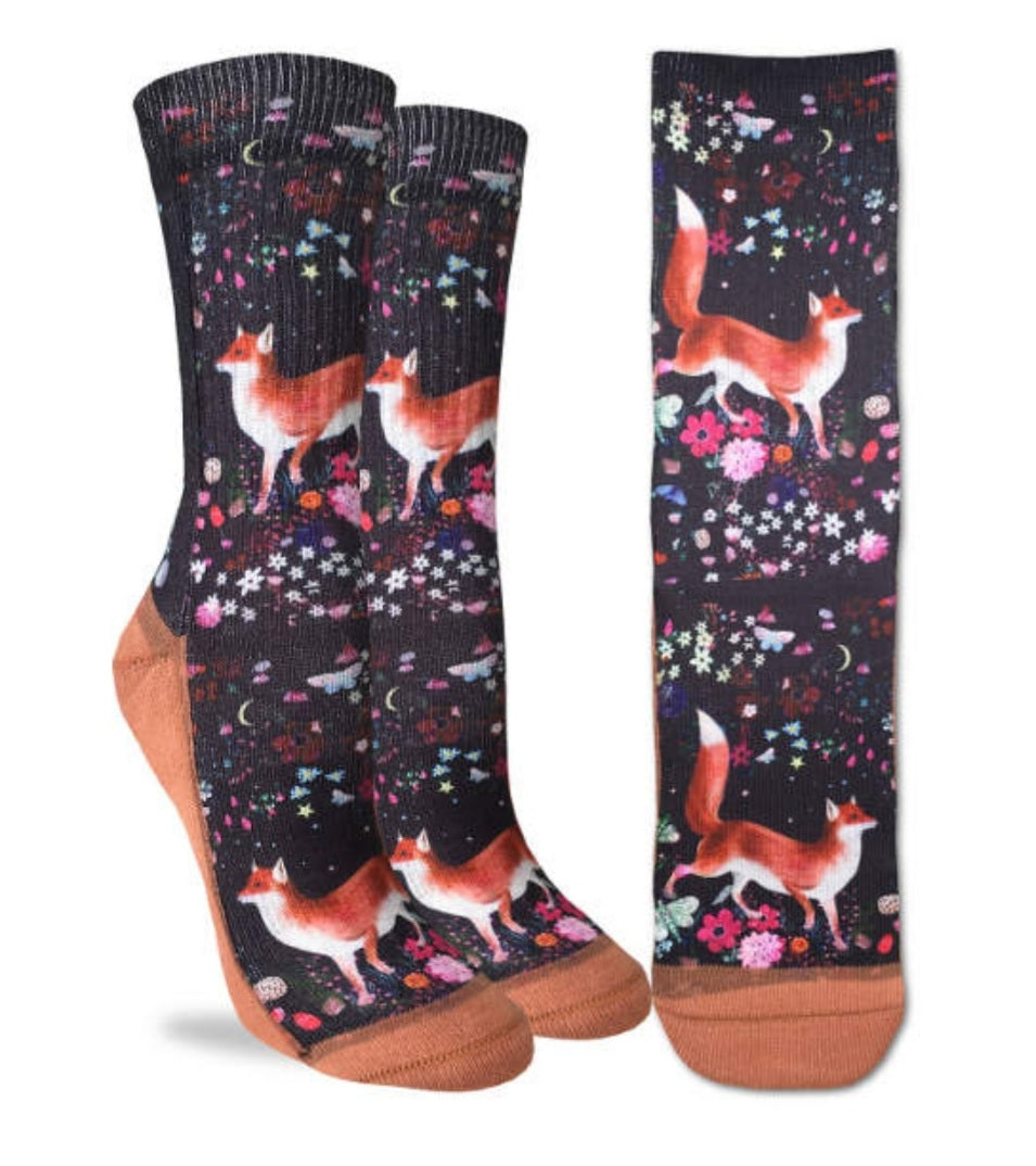 Women's Floral Fox Active Fit Good Luck Socks