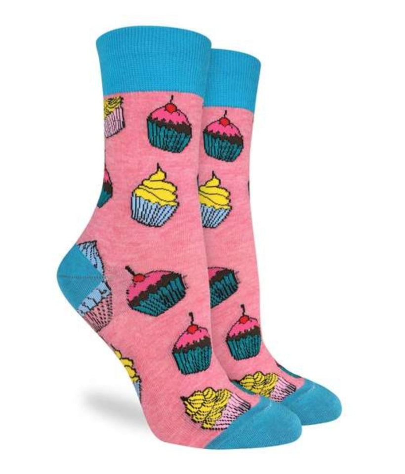 Women's Cupcake Good Luck Socks Crew sz 5 - 9