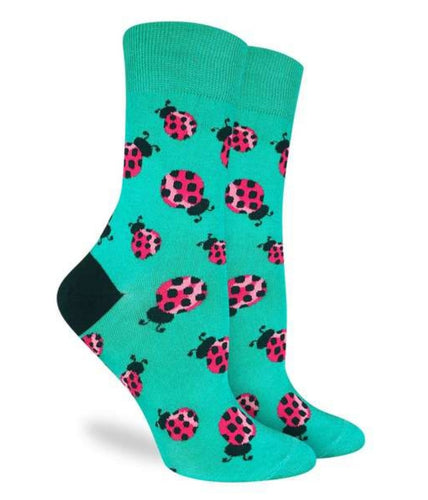 Women's Ladybugs Good Luck Socks Crew Fit sz 5 - 9