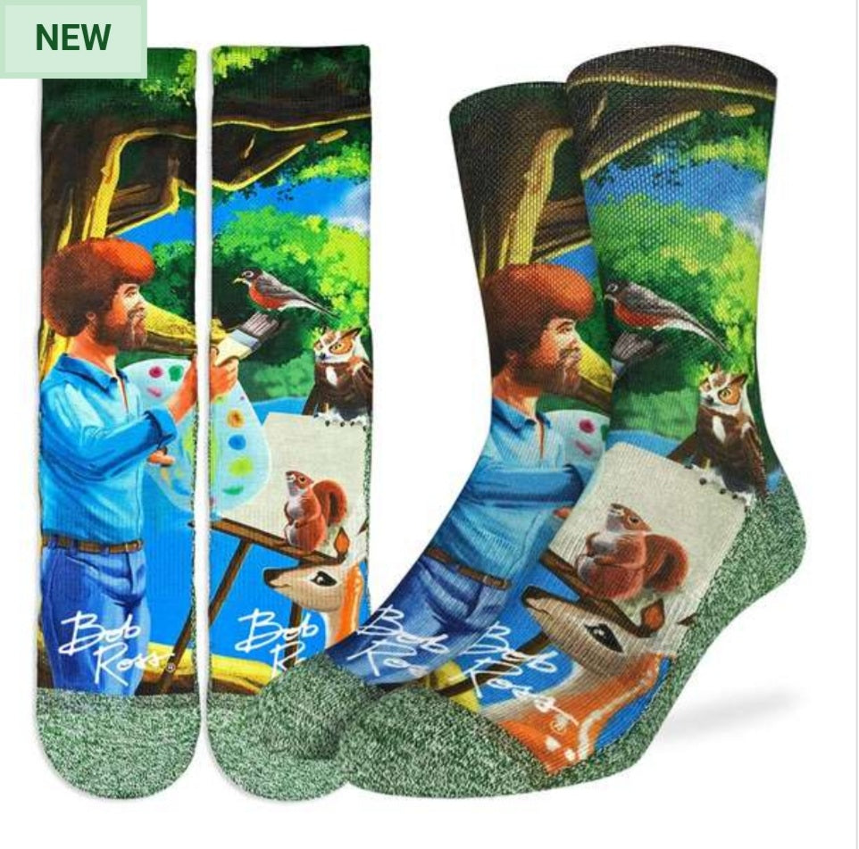 Men's Bob Ross Painting Good Luck Active Fit Socks sz 8 - 14